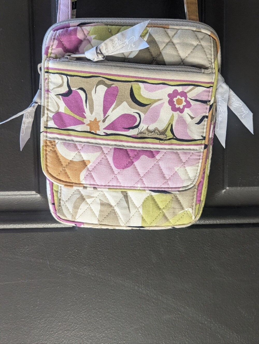 Vera Bradley Quilted Floral Crossbody in Pink, Green, Beige 8x6x1